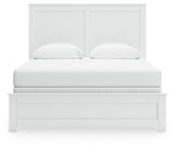 Bostwick Shoals Queen Panel Bed with Mirrored Dresser and 2 Nightstands in White by Ashley at Eve Furniture