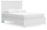 Bostwick Shoals Queen Panel Bed with Mirrored Dresser and Nightstand in White by Ashley at Eve Furniture