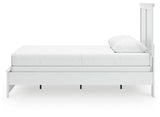 Bostwick Shoals Queen Panel Bed with Mirrored Dresser and Nightstand in White by Ashley at Eve Furniture