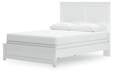 Bostwick Shoals Queen Panel Bed with Mirrored Dresser and Nightstand in White by Ashley at Eve Furniture