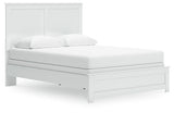 Bostwick Shoals Queen Panel Bed with Mirrored Dresser, Chest and 2 Nightstands in White by Ashley at Eve Furniture