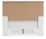 Bostwick Shoals Queen Panel Bed with Mirrored Dresser, Chest and Nightstand in White by Ashley at Eve Furniture