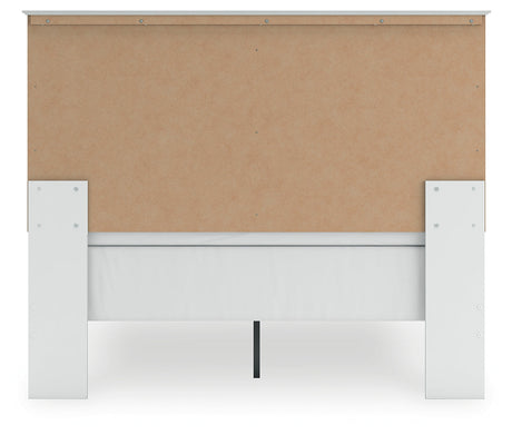 Bostwick Shoals Queen Panel Bed with Mirrored Dresser, Chest and Nightstand in White by Ashley at Eve Furniture