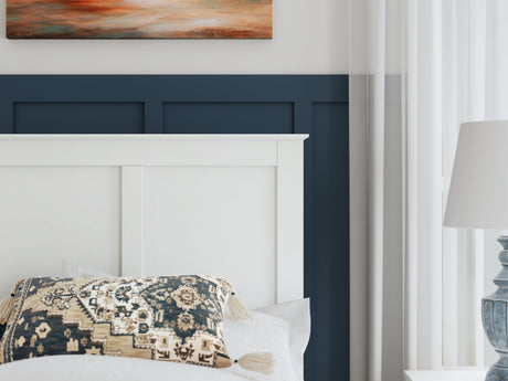 Bostwick Shoals Twin Panel Bed with Mirrored Dresser and 2 Nightstands in White by Ashley at Eve Furniture
