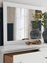 Bostwick Shoals Twin Panel Bed with Mirrored Dresser and 2 Nightstands in White by Ashley at Eve Furniture