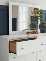 Bostwick Shoals Twin Panel Bed with Mirrored Dresser and 2 Nightstands in White by Ashley at Eve Furniture
