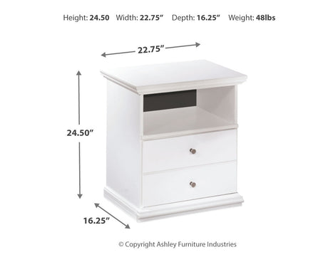 Bostwick Shoals Twin Panel Bed with Mirrored Dresser and 2 Nightstands in White by Ashley at Eve Furniture