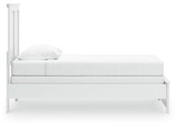 Bostwick Shoals Twin Panel Bed with Mirrored Dresser and 2 Nightstands in White by Ashley at Eve Furniture