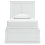 Bostwick Shoals Twin Panel Bed with Mirrored Dresser and 2 Nightstands in White by Ashley at Eve Furniture