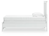 Bostwick Shoals Twin Panel Bed with Mirrored Dresser and Nightstand in White by Ashley at Eve Furniture
