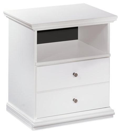 Bostwick Shoals Twin Panel Bed with Mirrored Dresser and Nightstand in White by Ashley at Eve Furniture