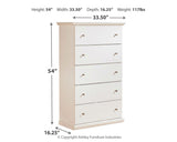 Bostwick Shoals Twin Panel Bed with Mirrored Dresser, Chest and 2 Nightstands in White by Ashley at Eve Furniture