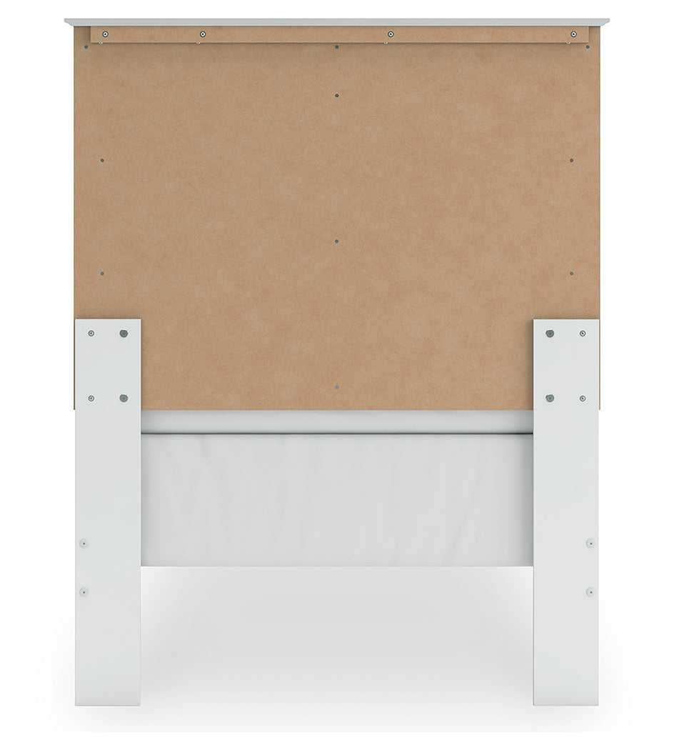 Bostwick Shoals Twin Panel Bed with Mirrored Dresser in White by Ashley at Eve Furniture
