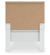 Bostwick Shoals Twin Panel Bed with Mirrored Dresser in White by Ashley at Eve Furniture