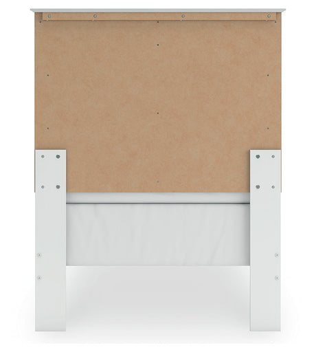 Bostwick Shoals Twin Panel Bed with Mirrored Dresser in White by Ashley at Eve Furniture