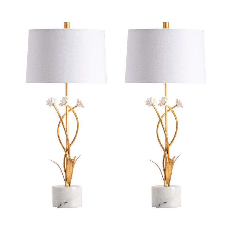 Botanical Garden Gold/White Table Lamp (Set of 2) by Crestview at Eve Furniture