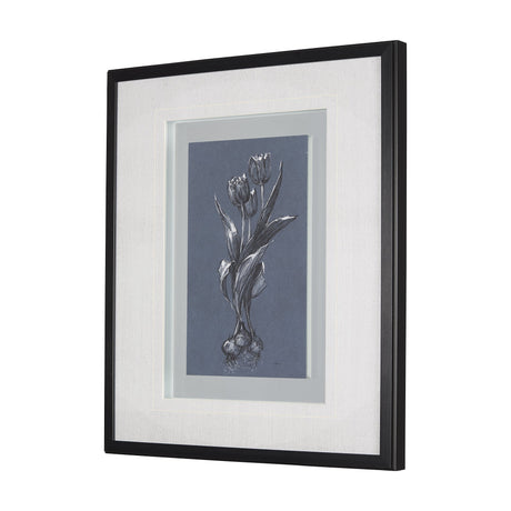 Botanical sketches I (Blue) by Mercana Studio Hand Embellished Framed Art Print Matted under Glass by Mercana at Eve Furniture