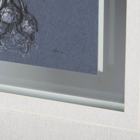 Botanical sketches I (Blue) by Mercana Studio Hand Embellished Framed Art Print Matted under Glass by Mercana at Eve Furniture