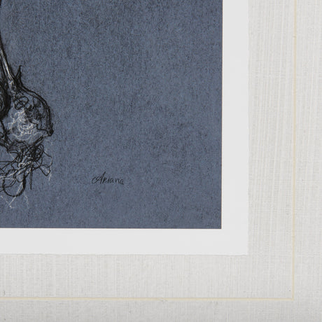 Botanical sketches I (Blue) by Mercana Studio Hand Embellished Framed Art Print Matted under Glass by Mercana at Eve Furniture
