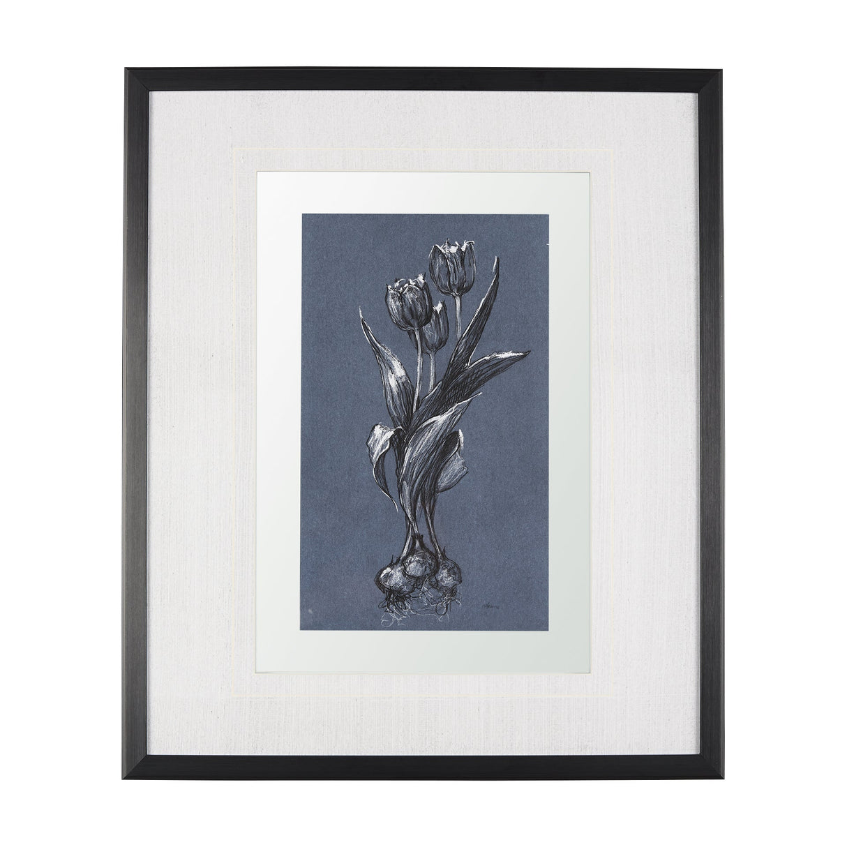 Botanical sketches I (Blue) by Mercana Studio Hand Embellished Framed Art Print Matted under Glass by Mercana at Eve Furniture