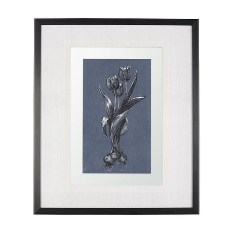 Botanical sketches I (Blue) by Mercana Studio Hand Embellished Framed Art Print Matted under Glass by Mercana at Eve Furniture