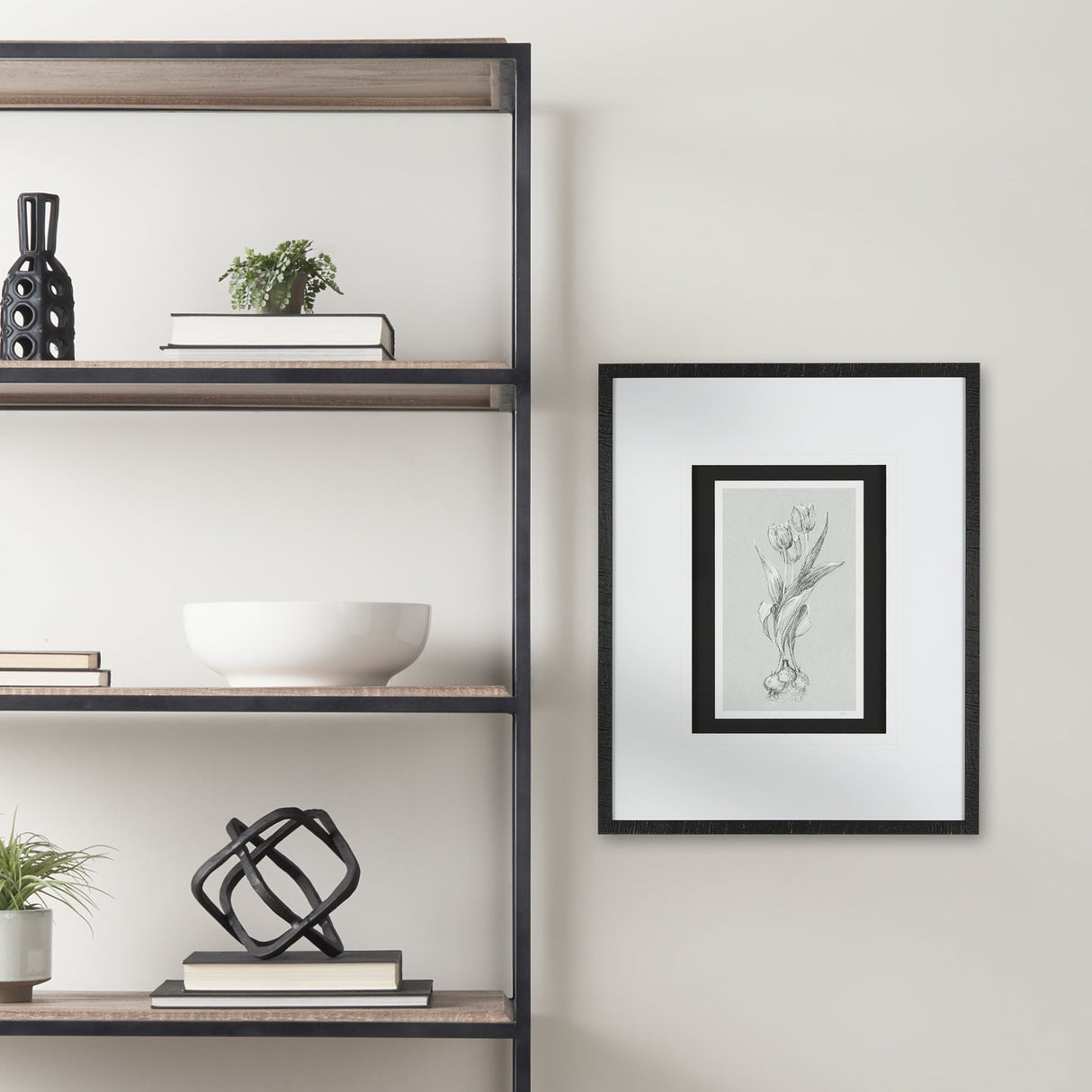 Botanical sketches I (Grey) by Mercana Studio Hand Embellished Framed Art Print Matted under Glass by Mercana at Eve Furniture
