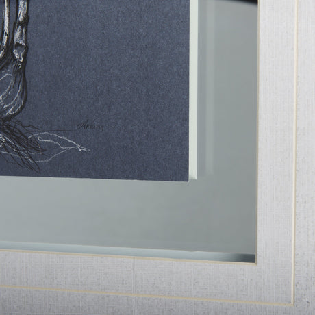 Botanical sketches II (Blue) by Mercana Studio Hand Embellished Framed Art Print Matted under Glass by Mercana at Eve Furniture