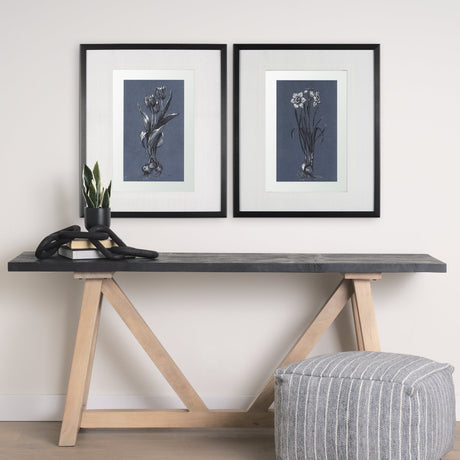 Botanical sketches II (Blue) by Mercana Studio Hand Embellished Framed Art Print Matted under Glass by Mercana at Eve Furniture