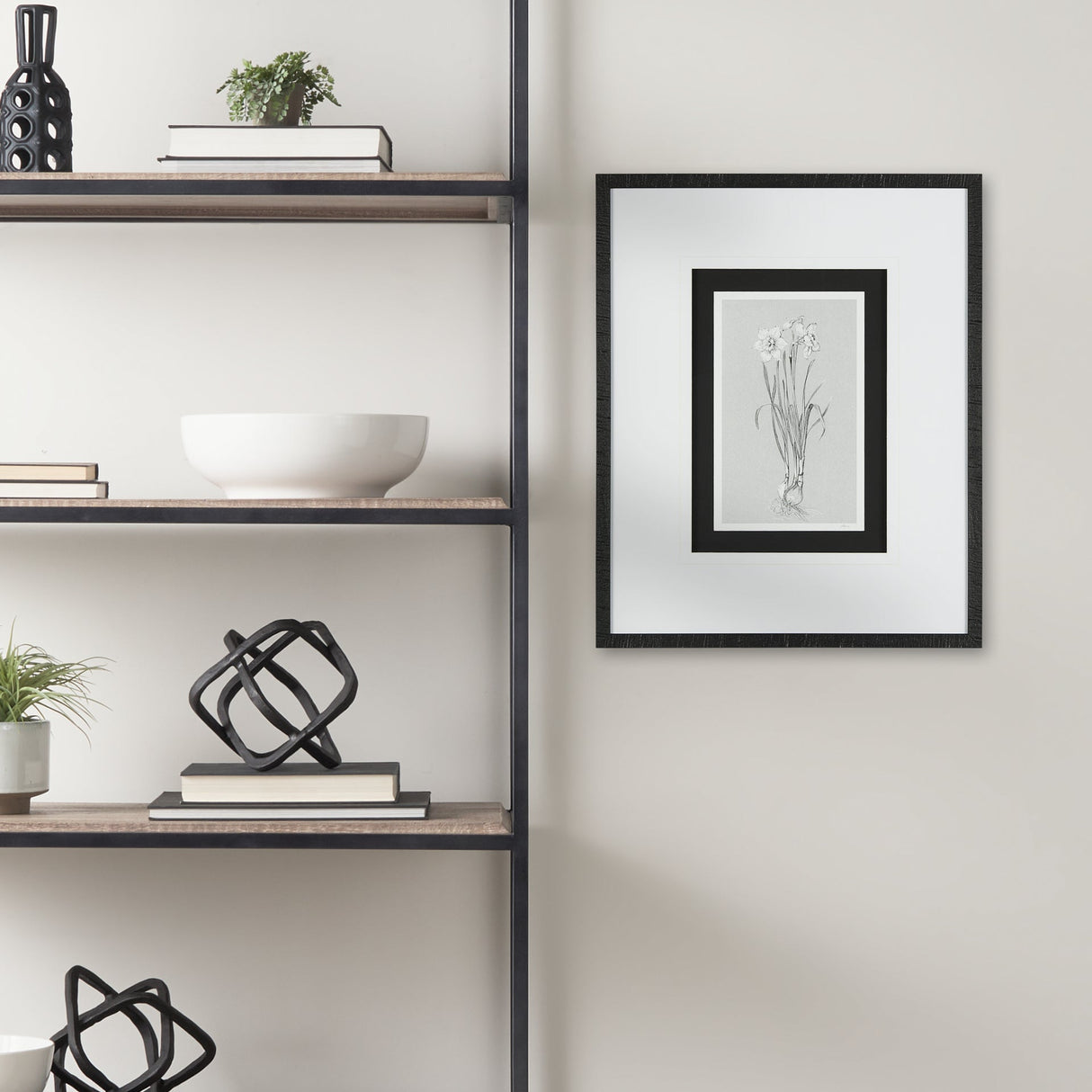Botanical sketches II (Grey) by Mercana Studio Hand Embellished Framed Art Print Matted under Glass by Mercana at Eve Furniture