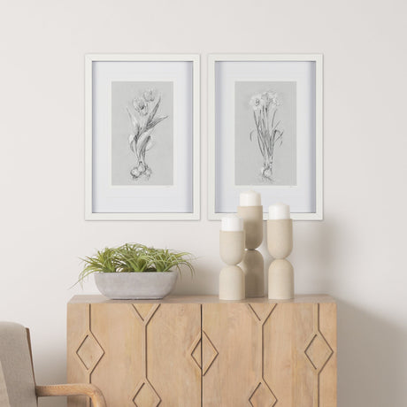 Botanical sketches II (Grey) by Mercana Studio Hand Embellished Framed Art Print Matted under Glass by Mercana at Eve Furniture
