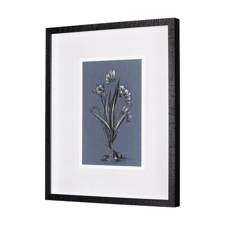 Botanical sketches III (Blue) by Mercana Studio Hand Embellished Framed Art Print Matted under Glass by Mercana at Eve Furniture