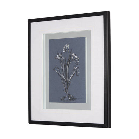Botanical sketches III (Blue) by Mercana Studio Hand Embellished Framed Art Print Matted under Glass by Mercana at Eve Furniture