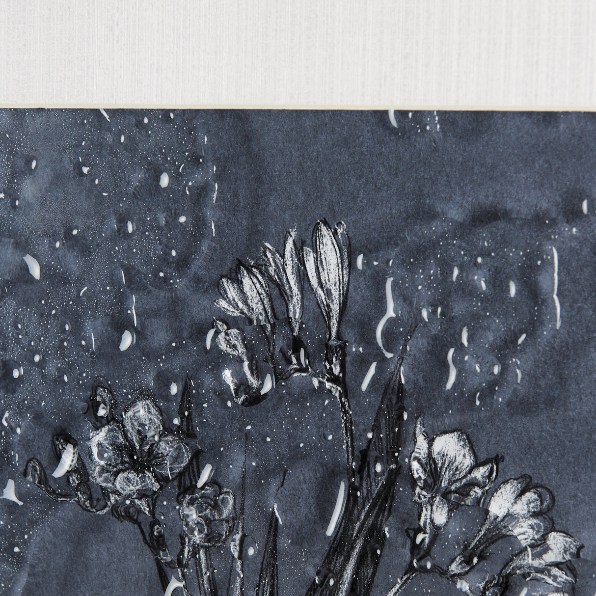 Botanical sketches III (Blue) by Mercana Studio Hand Embellished Framed Art Print Matted under Glass by Mercana at Eve Furniture