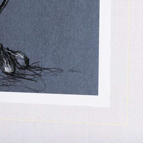 Botanical sketches III (Blue) by Mercana Studio Hand Embellished Framed Art Print Matted under Glass by Mercana at Eve Furniture