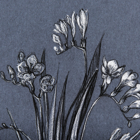 Botanical sketches III (Blue) by Mercana Studio Hand Embellished Framed Art Print Matted under Glass by Mercana at Eve Furniture