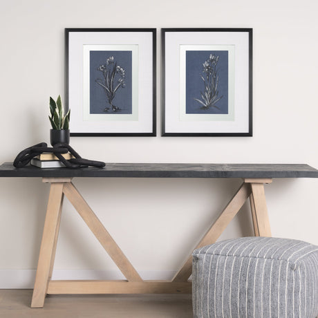 Botanical sketches III (Blue) by Mercana Studio Hand Embellished Framed Art Print Matted under Glass by Mercana at Eve Furniture