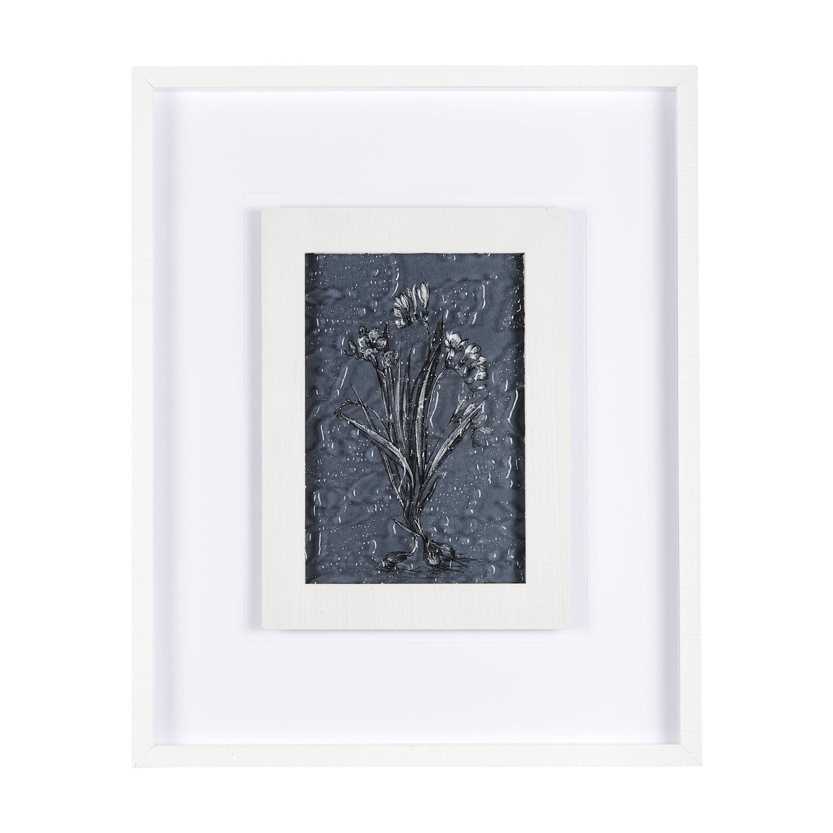 Botanical sketches III (Blue) by Mercana Studio Hand Embellished Framed Art Print Matted under Glass by Mercana at Eve Furniture
