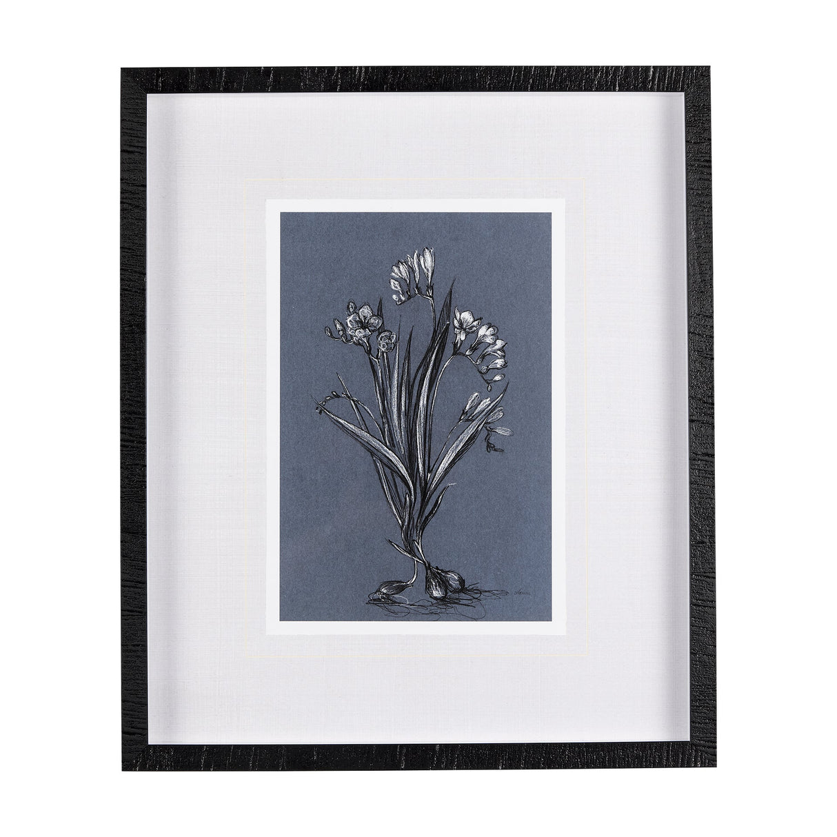 Botanical sketches III (Blue) by Mercana Studio Hand Embellished Framed Art Print Matted under Glass by Mercana at Eve Furniture