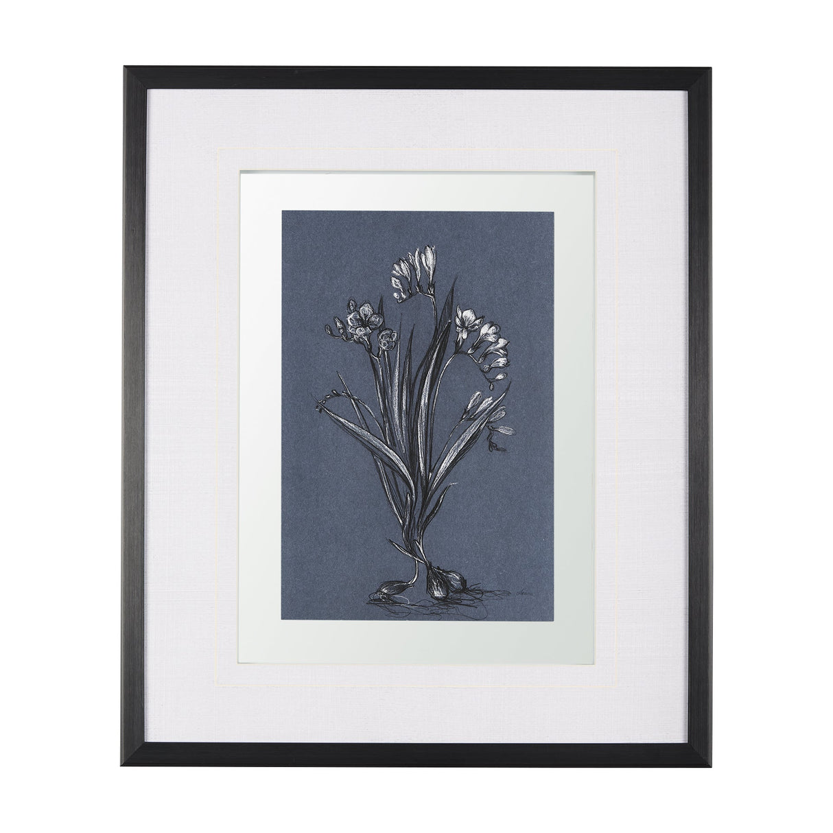 Botanical sketches III (Blue) by Mercana Studio Hand Embellished Framed Art Print Matted under Glass by Mercana at Eve Furniture