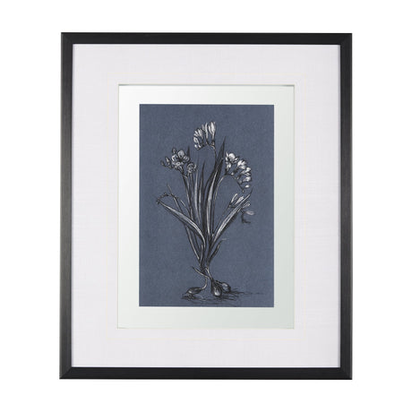Botanical sketches III (Blue) by Mercana Studio Hand Embellished Framed Art Print Matted under Glass by Mercana at Eve Furniture
