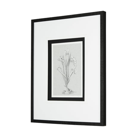 Botanical sketches III (Grey) by Mercana Studio Hand Embellished Framed Art Print Matted under Glass by Mercana at Eve Furniture