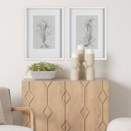 Botanical sketches III (Grey) by Mercana Studio Hand Embellished Framed Art Print Matted under Glass by Mercana at Eve Furniture