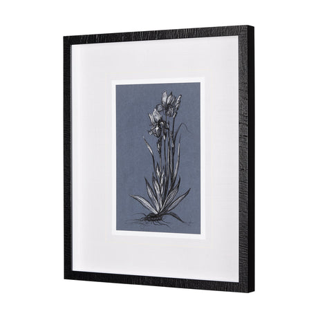 Botanical sketches IV (Blue) by Mercana Studio Hand Embellished Framed Art Print Matted under Glass by Mercana at Eve Furniture