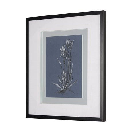 Botanical sketches IV (Blue) by Mercana Studio Hand Embellished Framed Art Print Matted under Glass by Mercana at Eve Furniture