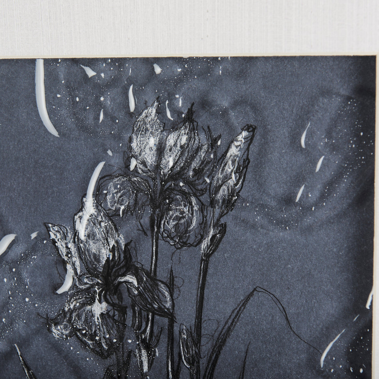Botanical sketches IV (Blue) by Mercana Studio Hand Embellished Framed Art Print Matted under Glass by Mercana at Eve Furniture