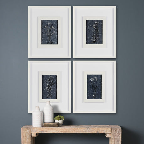 Botanical sketches IV (Blue) by Mercana Studio Hand Embellished Framed Art Print Matted under Glass by Mercana at Eve Furniture