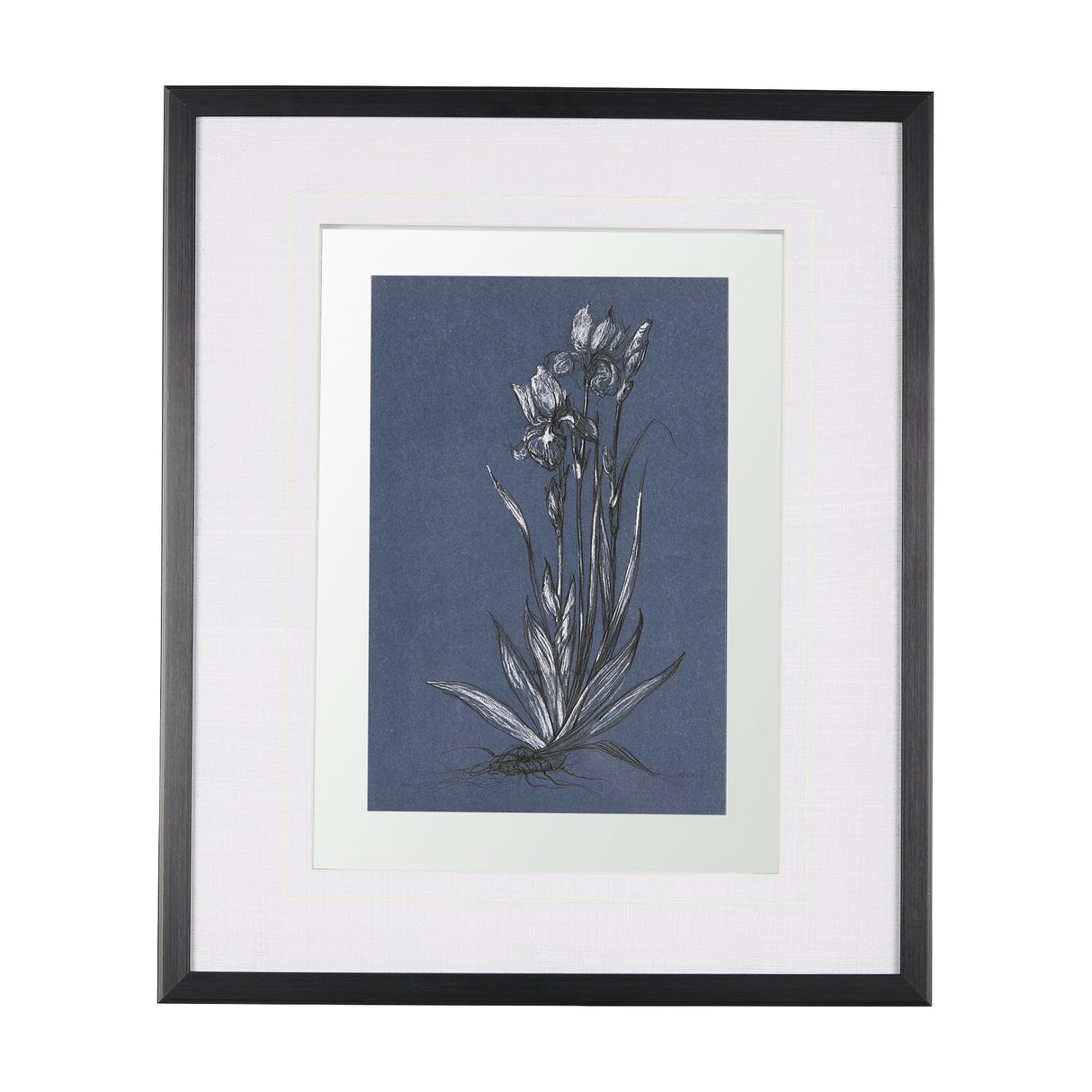 Botanical sketches IV (Blue) by Mercana Studio Hand Embellished Framed Art Print Matted under Glass by Mercana at Eve Furniture