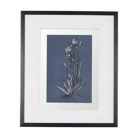Botanical sketches IV (Blue) by Mercana Studio Hand Embellished Framed Art Print Matted under Glass by Mercana at Eve Furniture