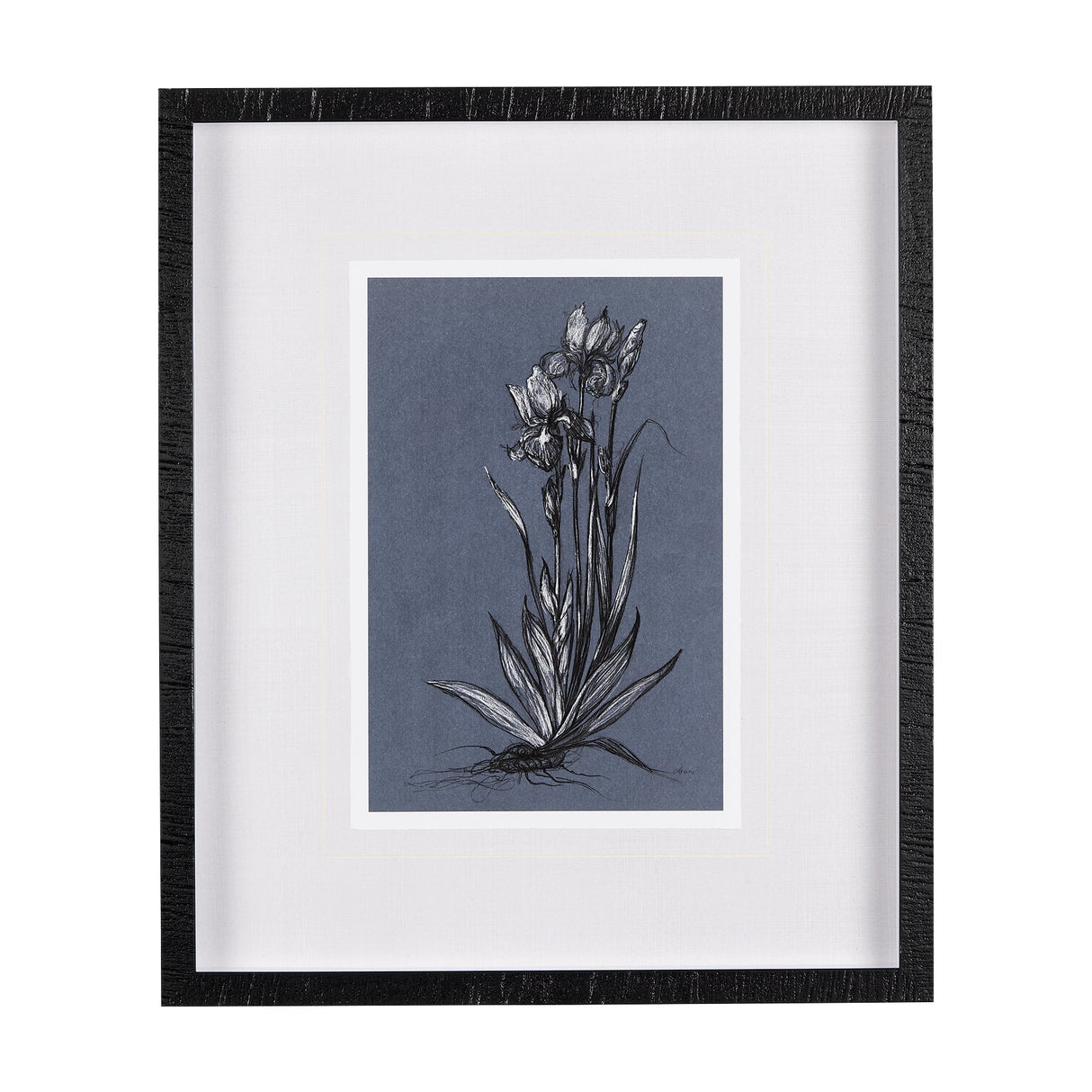 Botanical sketches IV (Blue) by Mercana Studio Hand Embellished Framed Art Print Matted under Glass by Mercana at Eve Furniture
