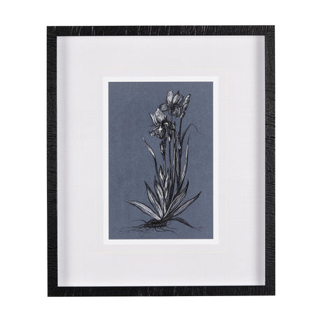 Botanical sketches IV (Blue) by Mercana Studio Hand Embellished Framed Art Print Matted under Glass by Mercana at Eve Furniture